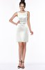 ColsBM Stella Cloud White Gorgeous Sheath Scoop Satin Knee Length Bow Bridesmaid Dresses