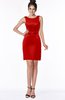 ColsBM Stella Red Gorgeous Sheath Scoop Satin Knee Length Bow Bridesmaid Dresses