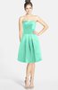 ColsBM Jessie Mint Green Glamorous Strapless Sleeveless Zip up Satin Knee Length Bridesmaid Dresses
