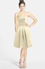ColsBM Jessie Novelle Peach Glamorous Strapless Sleeveless Zip up Satin Knee Length Bridesmaid Dresses