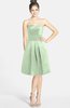 ColsBM Jessie Pale Green Glamorous Strapless Sleeveless Zip up Satin Knee Length Bridesmaid Dresses