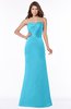ColsBM Cara Turquoise Modest A-line Sleeveless Half Backless Floor Length Ruching Bridesmaid Dresses