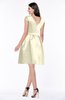 ColsBM Noor Bleached Sand Modest Scoop Short Sleeve Zip up Satin Plainness Bridesmaid Dresses
