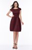 ColsBM Noor Burgundy Modest Scoop Short Sleeve Zip up Satin Plainness Bridesmaid Dresses