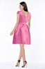 ColsBM Noor Carnation Pink Modest Scoop Short Sleeve Zip up Satin Plainness Bridesmaid Dresses