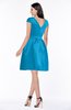 ColsBM Noor Cornflower Blue Modest Scoop Short Sleeve Zip up Satin Plainness Bridesmaid Dresses