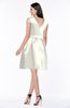 ColsBM Noor Cream Modest Scoop Short Sleeve Zip up Satin Plainness Bridesmaid Dresses