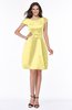 ColsBM Noor Daffodil Modest Scoop Short Sleeve Zip up Satin Plainness Bridesmaid Dresses