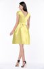 ColsBM Noor Daffodil Modest Scoop Short Sleeve Zip up Satin Plainness Bridesmaid Dresses