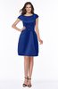 ColsBM Noor Electric Blue Modest Scoop Short Sleeve Zip up Satin Plainness Bridesmaid Dresses