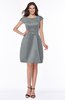 ColsBM Noor Frost Grey Modest Scoop Short Sleeve Zip up Satin Plainness Bridesmaid Dresses