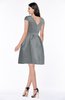 ColsBM Noor Frost Grey Modest Scoop Short Sleeve Zip up Satin Plainness Bridesmaid Dresses