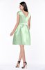 ColsBM Noor Light Green Modest Scoop Short Sleeve Zip up Satin Plainness Bridesmaid Dresses