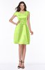 ColsBM Noor Lime Green Modest Scoop Short Sleeve Zip up Satin Plainness Bridesmaid Dresses