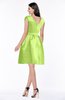 ColsBM Noor Lime Green Modest Scoop Short Sleeve Zip up Satin Plainness Bridesmaid Dresses