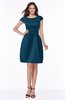ColsBM Noor Moroccan Blue Modest Scoop Short Sleeve Zip up Satin Plainness Bridesmaid Dresses