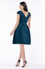 ColsBM Noor Moroccan Blue Modest Scoop Short Sleeve Zip up Satin Plainness Bridesmaid Dresses