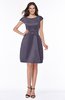 ColsBM Noor Mulled Grape Modest Scoop Short Sleeve Zip up Satin Plainness Bridesmaid Dresses