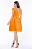 ColsBM Noor Orange Modest Scoop Short Sleeve Zip up Satin Plainness Bridesmaid Dresses