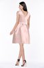 ColsBM Noor Pastel Pink Modest Scoop Short Sleeve Zip up Satin Plainness Bridesmaid Dresses