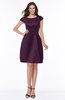 ColsBM Noor Plum Modest Scoop Short Sleeve Zip up Satin Plainness Bridesmaid Dresses