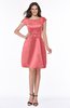 ColsBM Noor Shell Pink Modest Scoop Short Sleeve Zip up Satin Plainness Bridesmaid Dresses