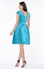 ColsBM Noor Turquoise Modest Scoop Short Sleeve Zip up Satin Plainness Bridesmaid Dresses