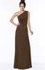 ColsBM Daniela Chocolate Brown Glamorous A-line Sleeveless Zip up Chiffon Ruching Bridesmaid Dresses