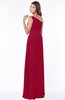 ColsBM Eliana Dark Red Glamorous A-line Short Sleeve Zip up Chiffon Floor Length Bridesmaid Dresses
