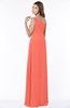 ColsBM Eliana Living Coral Glamorous A-line Short Sleeve Zip up Chiffon Floor Length Bridesmaid Dresses