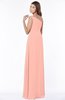 ColsBM Eliana Peach Glamorous A-line Short Sleeve Zip up Chiffon Floor Length Bridesmaid Dresses