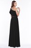 ColsBM Alexia Black Modest A-line Zip up Chiffon Floor Length Ruching Bridesmaid Dresses