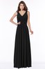 ColsBM Yasmin Black Modern V-neck Zip up Floor Length Ruching Bridesmaid Dresses