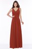 ColsBM Yasmin Rust Modern V-neck Zip up Floor Length Ruching Bridesmaid Dresses