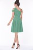 ColsBM Aiyana Beryl Green Elegant One Shoulder Sleeveless Zip up Chiffon Ruching Bridesmaid Dresses