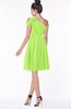 ColsBM Aiyana Bright Green Elegant One Shoulder Sleeveless Zip up Chiffon Ruching Bridesmaid Dresses