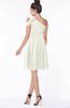 ColsBM Aiyana Cream Elegant One Shoulder Sleeveless Zip up Chiffon Ruching Bridesmaid Dresses
