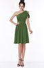 ColsBM Aiyana Garden Green Elegant One Shoulder Sleeveless Zip up Chiffon Ruching Bridesmaid Dresses