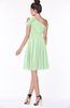 ColsBM Aiyana Light Green Elegant One Shoulder Sleeveless Zip up Chiffon Ruching Bridesmaid Dresses