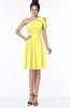 ColsBM Aiyana Pale Yellow Elegant One Shoulder Sleeveless Zip up Chiffon Ruching Bridesmaid Dresses