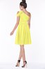 ColsBM Aiyana Pale Yellow Elegant One Shoulder Sleeveless Zip up Chiffon Ruching Bridesmaid Dresses