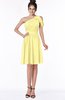ColsBM Aiyana Pastel Yellow Elegant One Shoulder Sleeveless Zip up Chiffon Ruching Bridesmaid Dresses