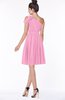 ColsBM Aiyana Pink Elegant One Shoulder Sleeveless Zip up Chiffon Ruching Bridesmaid Dresses