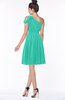 ColsBM Aiyana Viridian Green Elegant One Shoulder Sleeveless Zip up Chiffon Ruching Bridesmaid Dresses