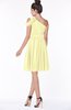 ColsBM Aiyana Wax Yellow Elegant One Shoulder Sleeveless Zip up Chiffon Ruching Bridesmaid Dresses