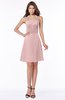 ColsBM Marjorie Silver Pink Modest A-line Halter Chiffon Knee Length Bridesmaid Dresses