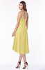 ColsBM Amaya Misted Yellow Mature A-line Strapless Chiffon Knee Length Ruching Bridesmaid Dresses