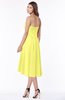 ColsBM Amaya Pale Yellow Mature A-line Strapless Chiffon Knee Length Ruching Bridesmaid Dresses