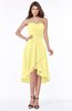 ColsBM Amaya Pastel Yellow Mature A-line Strapless Chiffon Knee Length Ruching Bridesmaid Dresses