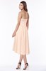 ColsBM Amaya Peach Puree Mature A-line Strapless Chiffon Knee Length Ruching Bridesmaid Dresses